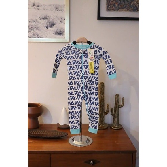 Toddler Boys 9mo. Lamaze Organics Geometric Footless Pj's 9 months Blue Pajama - Picture 2 of 4